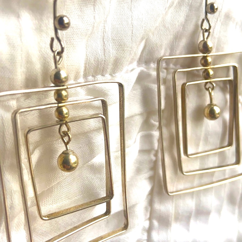 Vintage Sterling Silver Geometric Earrings